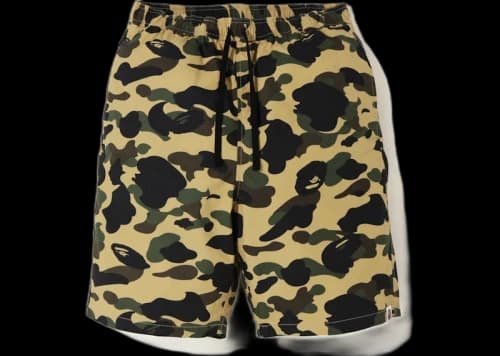 BAPE 1st Camo Drawstring Shorts Yellow