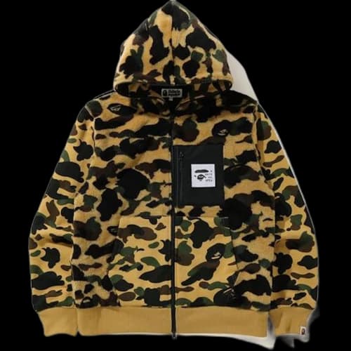 BAPE 1St Camo Full Zip Hoodie Jacket Yellow