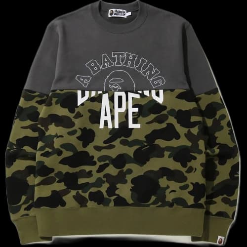 BAPE 1St Camo Half Crewneck Green