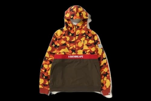 BAPE 1st Camo Half Zip Pullover Hoodie Orange