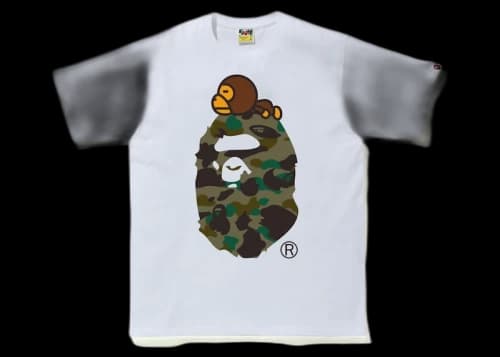 BAPE 1st Camo Milo on Big Ape Tee (FW21) White/Green