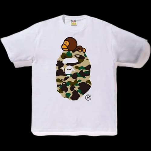 BAPE 1st Camo Milo on Big Ape Tee White/Yellow