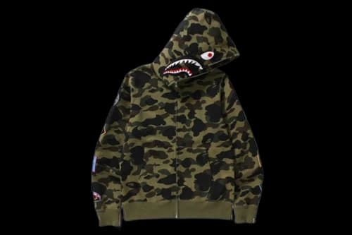 BAPE 1st Camo Multi Logo Shark Full Zip Hoodie Green Camo