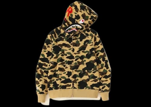 BAPE 1st Camo PONR Shark Full Zip Hoodie Yellow