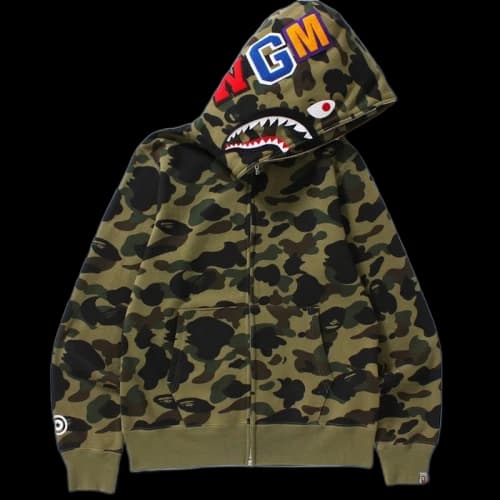 BAPE 1st Camo Shark Full Zip Hoodie Green