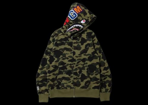 BAPE 1st Camo Shark Full Zip Hoodie (FW21) Green