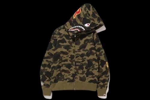BAPE 1st Camo Shark Full Zip Hoodie Green