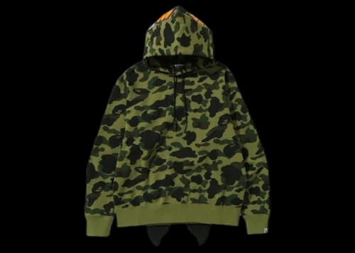 BAPE 1st Camo Shark Relaxed Fit Pullover Hoodie Green