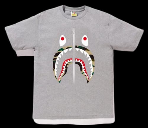 BAPE 1st Camo Shark Tee Tee Grey/Yellow