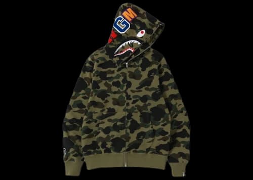 BAPE 1st Camo Shark WGM Full Zip Hoodie Green