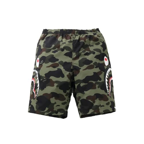 Bape 1st Camo Side Shark Beach Shorts Green (SS21)