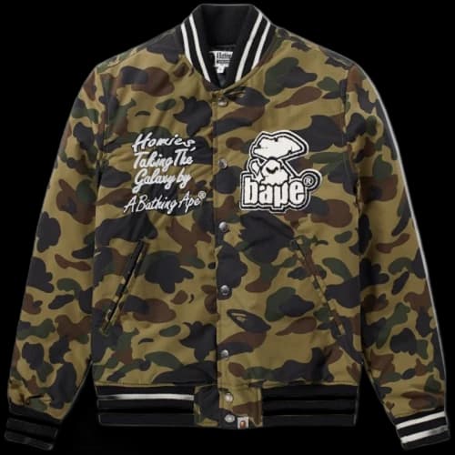 BAPE 1st Camo Varsity Jacket M Green