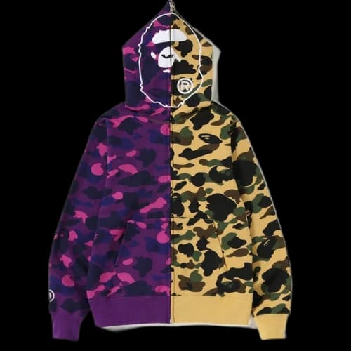 BAPE 1st x Color Camo 2nd Ape Half Full Zip Hoodie Yellow/Purple
