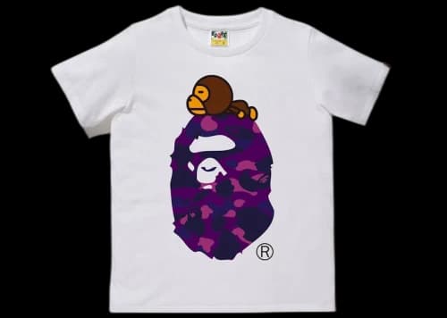 BAPE A Bathing Ape Color Camo Milo On Big Ape Relaxed Tee White/Purple
