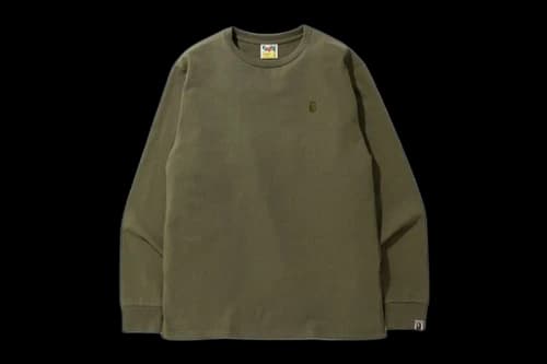 BAPE A Bathing Ape Head One Point L/S Tee Pure Olive