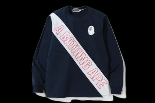 BAPE A Bathing Ape Mix L/S Tee Navy