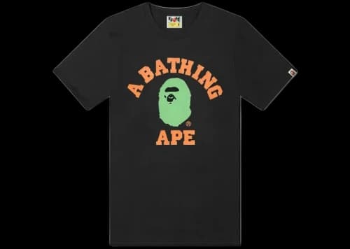 BAPE A Bathing Ape Neon College Tee Black