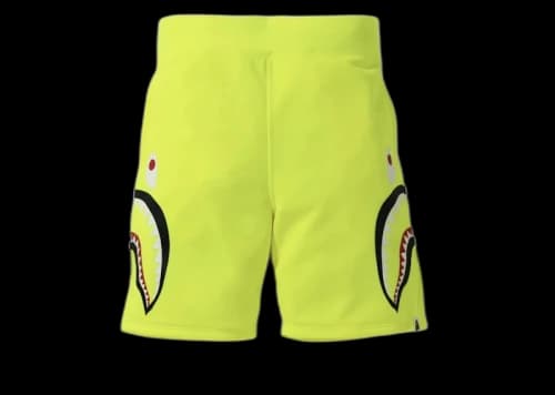 BAPE A Bathing Ape Neon Shark Sweat Shorts Yellow