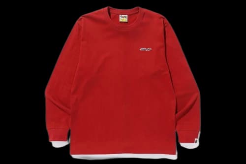 BAPE A Bathing Ape Patch Long Sleeve Tee Red