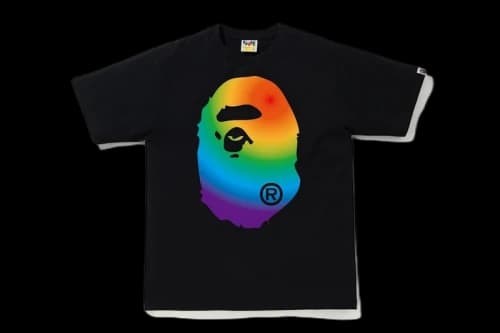 BAPE A Bathing Ape Rainbow Big Ape Head Tee Black