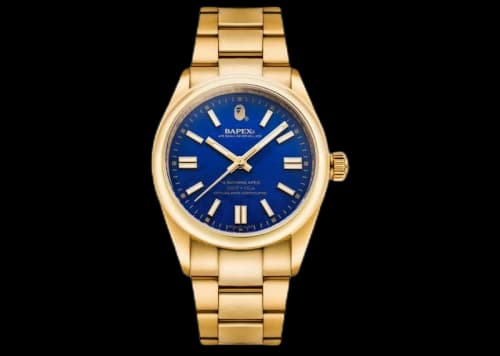 BAPE ABathing Ape Type 7 Bapex Watch Gold Blue