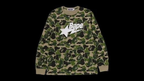 BAPE ABC Camo Bape Sta L/S Tee Green