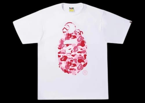 BAPE ABC Camo Milo On Big Ape Tee White/Pink