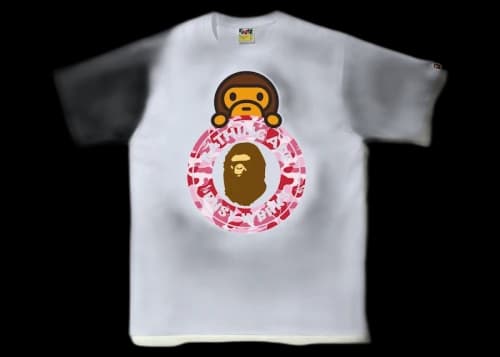 BAPE ABC Camo Milo on Busy Works Tee White/Pink