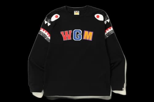 BAPE ABC Camo Shark Shoulder L/S Tee Black/Black