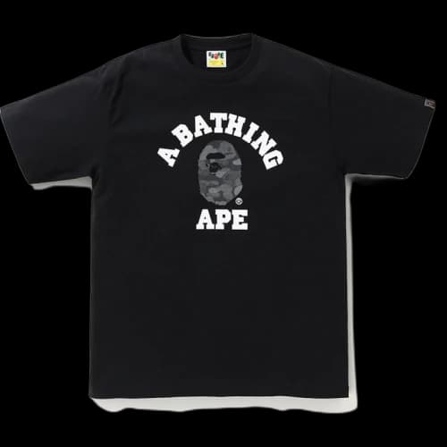 BAPE ABC Dot Reflective Camo College Tee Black