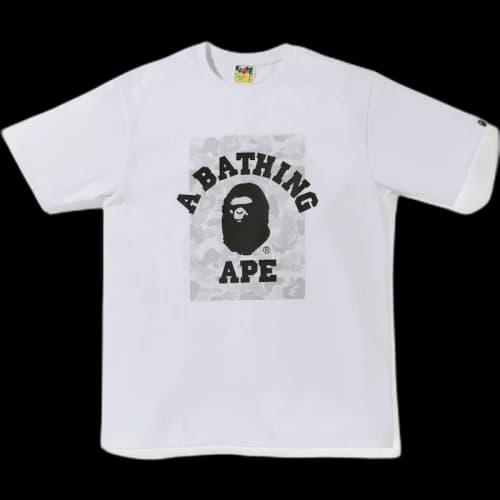 BAPE ABC Dot Reflective On College Tee White