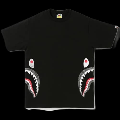 BAPE ABC Dot Reflective Side Shark Tee Black