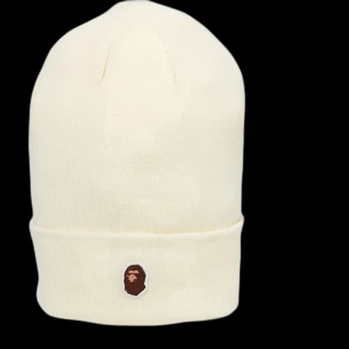 BAPE Ape Head One Point Beanie White