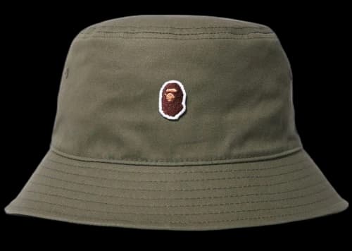 BAPE Ape Head One Point Bucket Hat Olivedrab