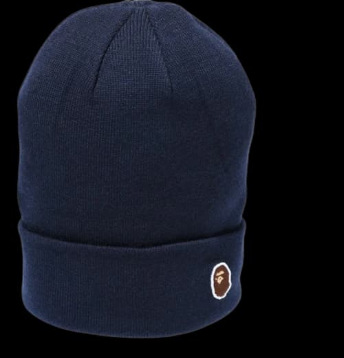 BAPE Ape Head One Point Knit Hat Navy