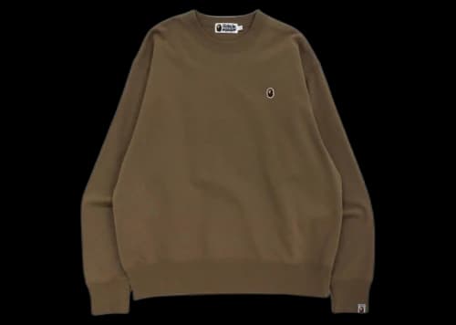 BAPE Ape Head One Point Relaxed Fit Crewneck Beige