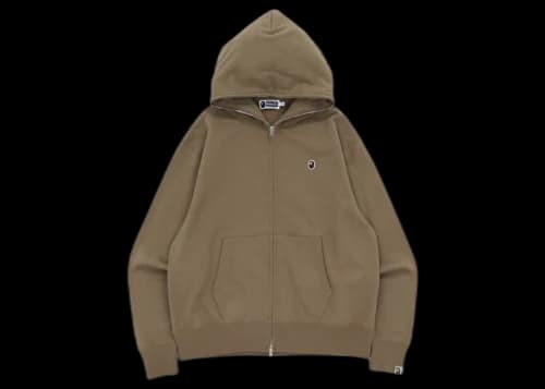 BAPE Ape Head One Point Relaxed Fit Full Zip Hoodie Beige