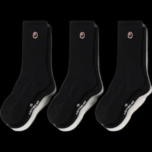 BAPE Ape Head One Point Socks (3pack) Black