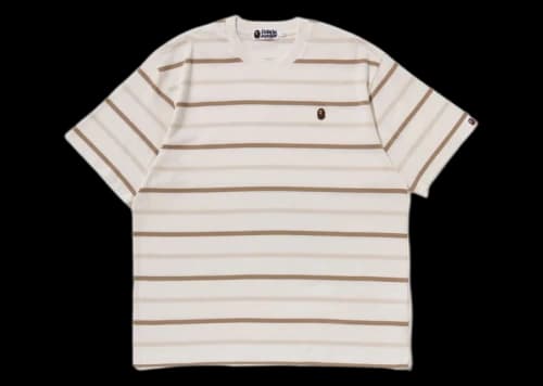 BAPE Ape Head One Point Stripe Tee Ivory