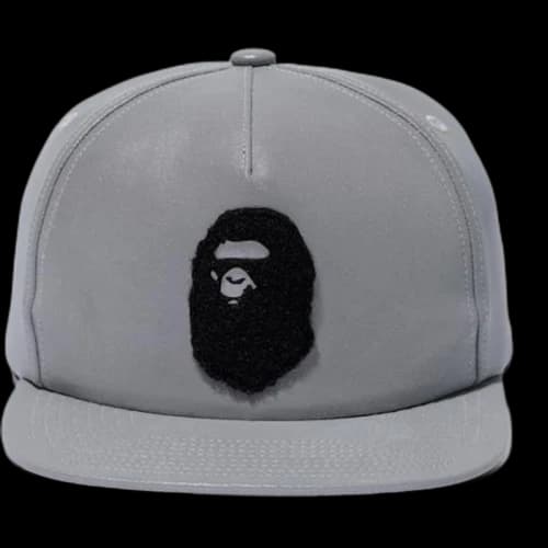 BAPE Ape Head Reflector Snap Back Cap Cap Silver
