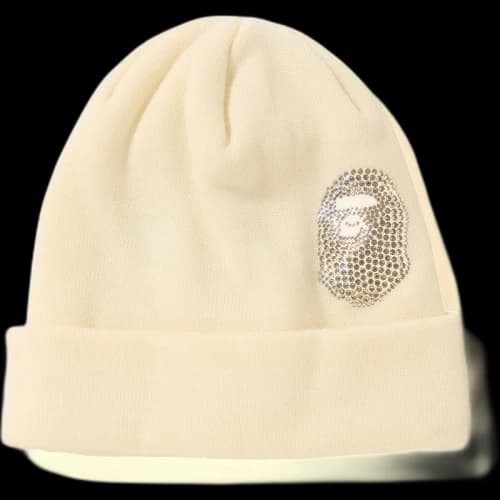 BAPE Ape Head Swarovski Knit Cap White