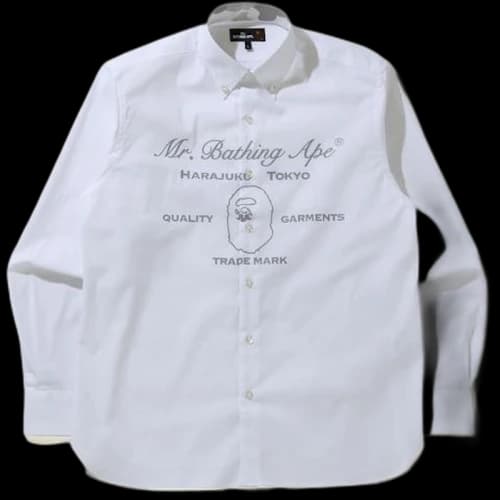 BAPE Ape Head Wide Stretch Shirt White