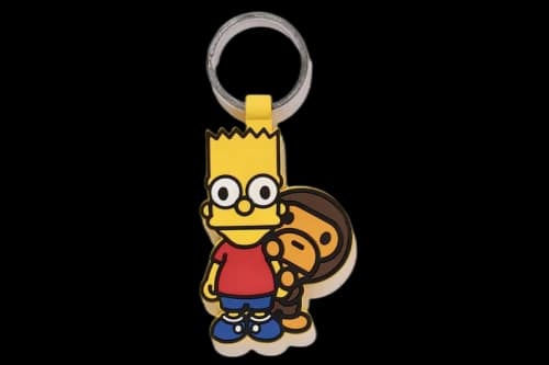 BAPE X The Simpsons Baby Milo Behind Bart Keychain Yellow