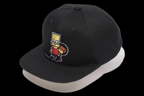BAPE X The Simpsons Baby Milo Behind Bart Snapback Cap Black