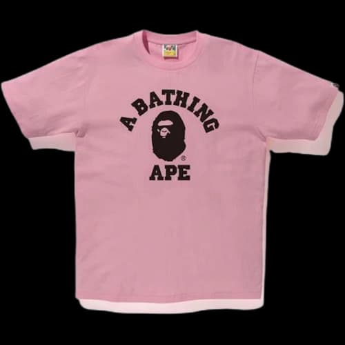 BAPE Bicolor College Tee Pink/Black