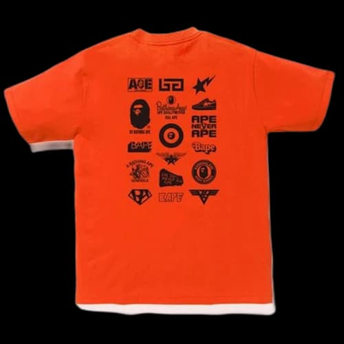 BAPE Bicolor Multi Logo Tee Orange/Black