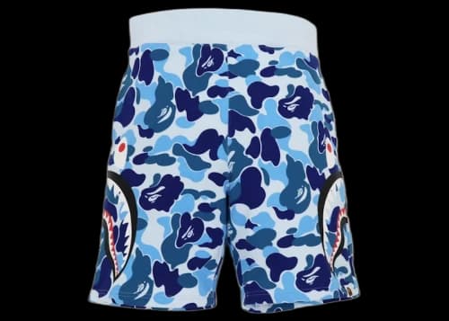 BAPE Big ABC Camo Side Shark Sweat Shorts Blue