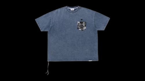 BAPE Black Hawaiian Motif Patch Pocket II Tee Navy