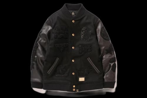 BAPE Black Label Swarovski College Bomber Black