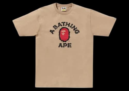 BAPE Brush College Tee Beige